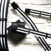 Black White Sleeved Extension Cables PC