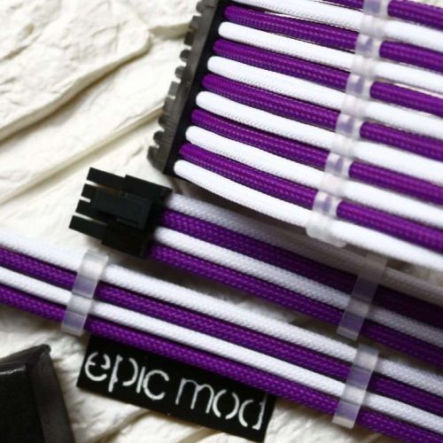 Purple White Sleeved Extension Cables