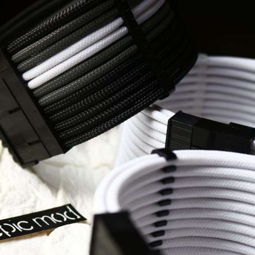 Black White Grey Sleeved Extension Cables PC