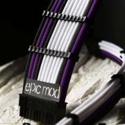 Purple Black White Sleeved Extension Cables