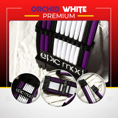 Purple Black White Sleeved Extension Cables