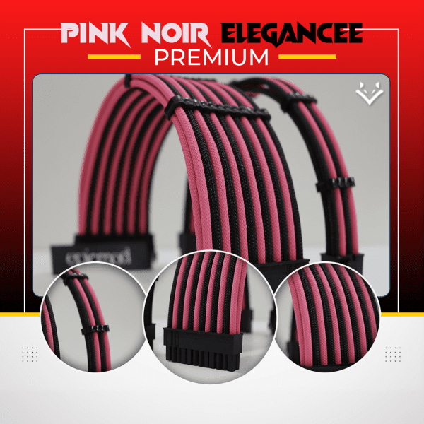 EPICMOD Premium Series – Pink Noir Elegance – Sleeved Extension Cable Kit