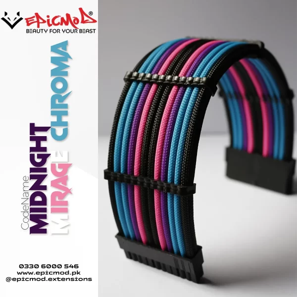 EPICMOD Premium Series – Midnight Mirage Chroma – Sleeved Extension PC Cable Kit