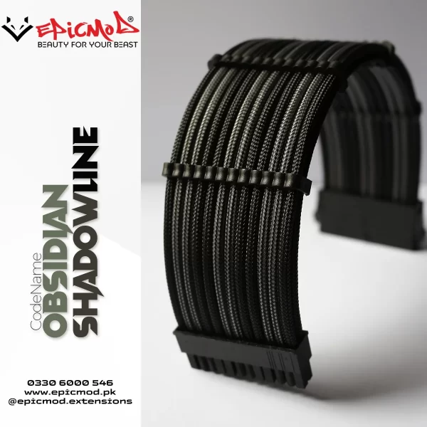 EPICMOD Premium Series – Obsidian Shadowline – Sleeved Extension PC Cable Kit
