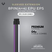 Purple Black White Sleeved Extension Cables