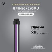 Purple Black White Sleeved Extension Cables