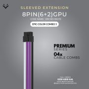 Purple Black White Sleeved Extension Cables