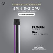 Purple Black White Sleeved Extension Cables