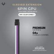 Purple Black White Sleeved Extension Cables