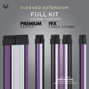 Purple Black White Sleeved Extension Cables