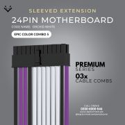 Purple Black White Sleeved Extension Cables