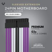 Purple Black White Sleeved Extension Cables