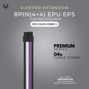 Purple Black White Sleeved Extension Cables