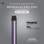 Purple Black White Sleeved Extension Cables