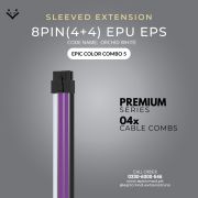 Purple Black White Sleeved Extension Cables