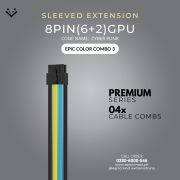 Light blue, Black, Yellow Sleeved Extension Cables Kit