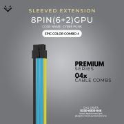 Light blue, Black, Yellow Sleeved Extension Cables Kit