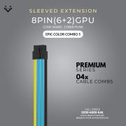 Light blue, Black, Yellow Sleeved Extension Cables Kit