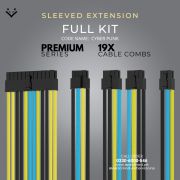 Light blue, Black, Yellow Sleeved Extension Cables Kit