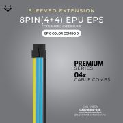 Light blue, Black, Yellow Sleeved Extension Cables Kit