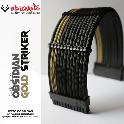 Black Golden Sleeved Extension Cables Kit